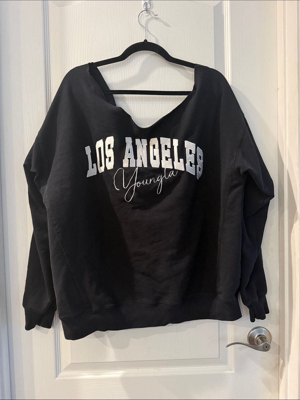 YoungLA Black Sweatshirt with White Los Angeles Script